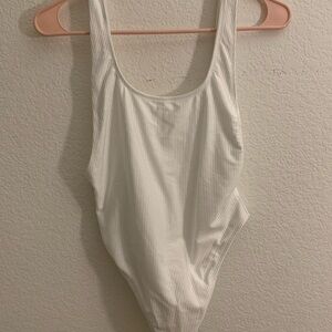 Aerie White Ribbed Swimsuit